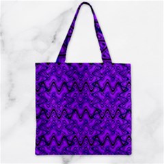 Purple Wavey Squiggles Zipper Grocery Tote Bag