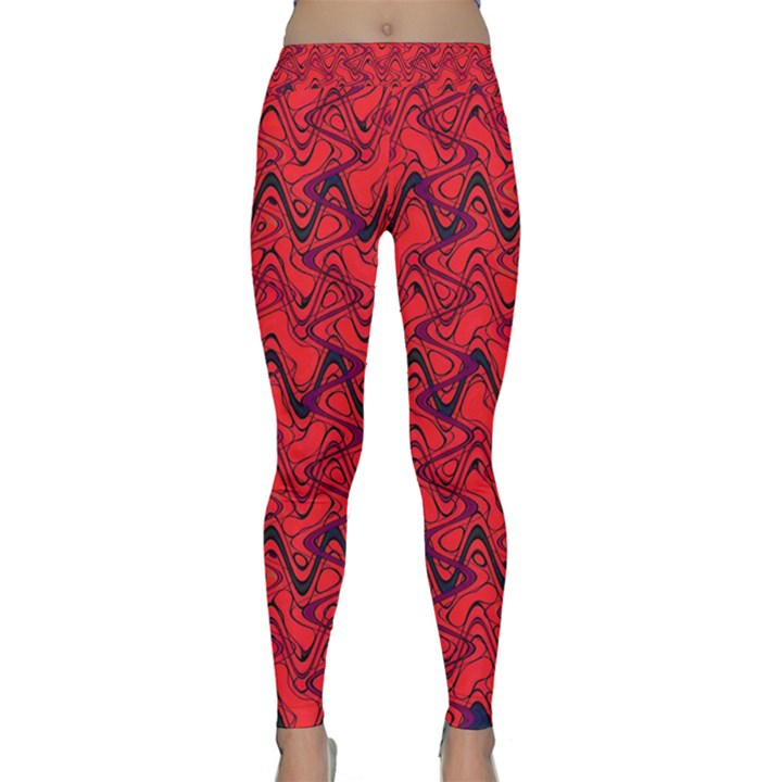 Red Wavey Squiggles Yoga Leggings 