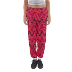 Red Wavey Squiggles Women s Jogger Sweatpants by BrightVibesDesign