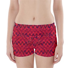 Red Wavey Squiggles Boyleg Bikini Wrap Bottoms