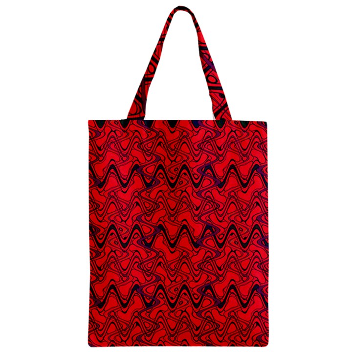 Red Wavey Squiggles Zipper Classic Tote Bag