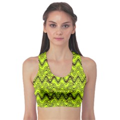 Yellow Wavey Squiggles Sports Bra by BrightVibesDesign