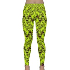 Yellow Wavey Squiggles Yoga Leggings  by BrightVibesDesign