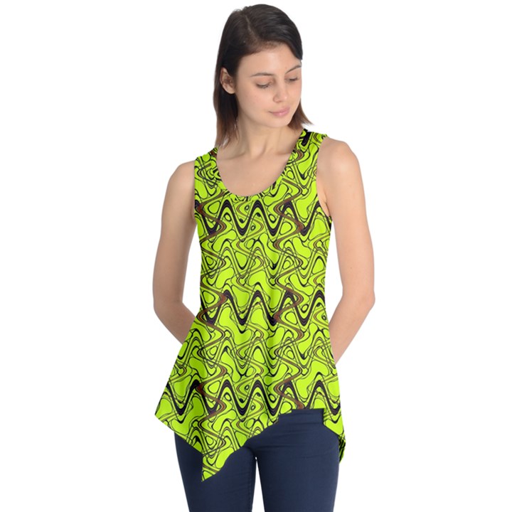 Yellow Wavey Squiggles Sleeveless Tunic