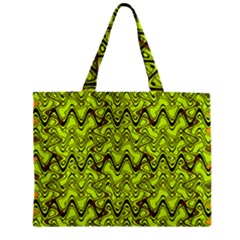 Yellow Wavey Squiggles Zipper Mini Tote Bag by BrightVibesDesign