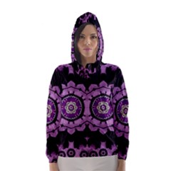 Decorative Leaf On Paper Mandala Hooded Wind Breaker (women) by pepitasart