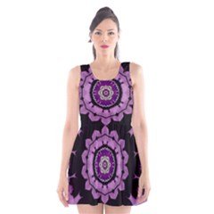 Decorative Leaf On Paper Mandala Scoop Neck Skater Dress