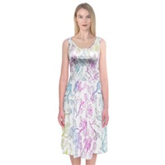 Psychedelic Nature Pattern Midi Sleeveless Dress