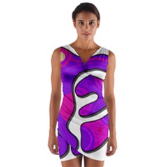 Purple Graffiti Wrap Front Bodycon Dress