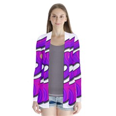 Purple Graffiti Drape Collar Cardigan