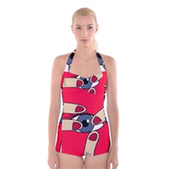 Poke In The Eye Boyleg Halter Swimsuit 