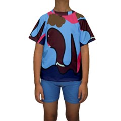 Sea Monster Kid s Short Sleeve Swimwear by Valentinaart