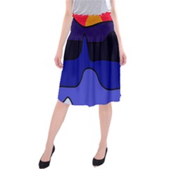 Waves Midi Beach Skirt by Valentinaart