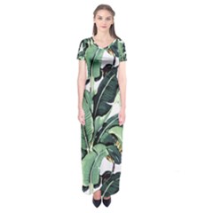 Banana Leaf Dress Fabric Short Sleeve Maxi Dress