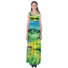 Abstract Landscape Empire Waist Maxi Dress