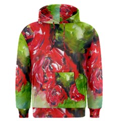 Floral  Red On Green Men s Pullover Hoodie