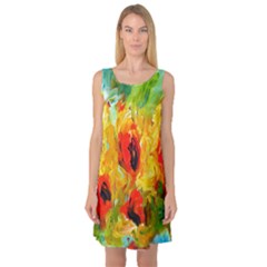  Sunflowers  Sleeveless Satin Nightdress