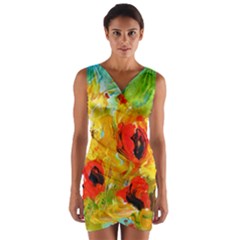  Sunflowers  Wrap Front Bodycon Dress