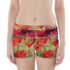 Abstract Poppys  Boyleg Bikini Wrap Bottoms