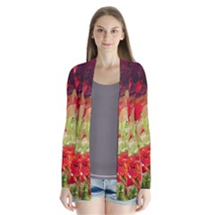 Abstract Poppys  Drape Collar Cardigan