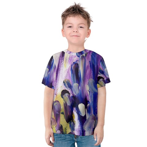 Purple Abstract Print  Kid s Cotton Tee by artistpixi