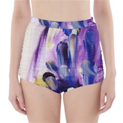 Purple Abstract Print  High-waisted Bikini Bottoms