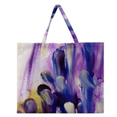 Purple Abstract Print  Zipper Large Tote Bag