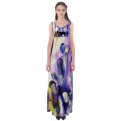 Purple Abstract Print  Empire Waist Maxi Dress