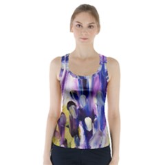 Purple Abstract Print  Racer Back Sports Top