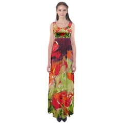 Abstact Poppys Art Print Empire Waist Maxi Dress