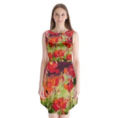 Abstact Poppys Art Print Sleeveless Chiffon Dress  