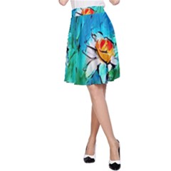 Abstract Daisys Floral Print  A-line Skirt