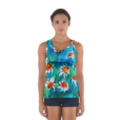 Abstract Daisys Floral Print  Women s Sport Tank Top 