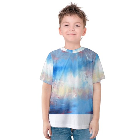 Abstract Blue And White Art Print Kid s Cotton Tee by artistpixi