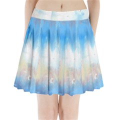 Abstract Blue And White Art Print Pleated Mini Skirt