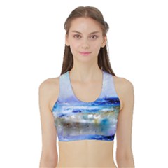 Abstract Purple Art Prints Sports Bra With Border