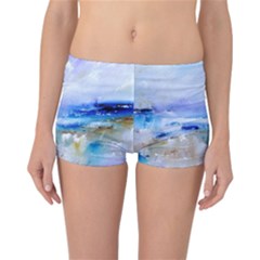 Abstract Purple Art Prints Reversible Boyleg Bikini Bottoms