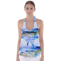 Abstract Purple Art Prints Babydoll Tankini Top