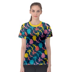 Colorful Floral Pattern Women s Sport Mesh Tee