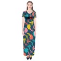 Colorful Floral Pattern Short Sleeve Maxi Dress View1