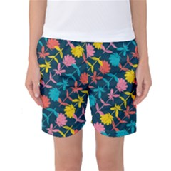 Colorful Floral Pattern Women s Basketball Shorts by DanaeStudio