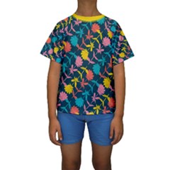 Colorful Floral Pattern Kid s Short Sleeve Swimwear