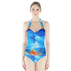 Wild Sea Themes Art Prints Halter Swimsuit