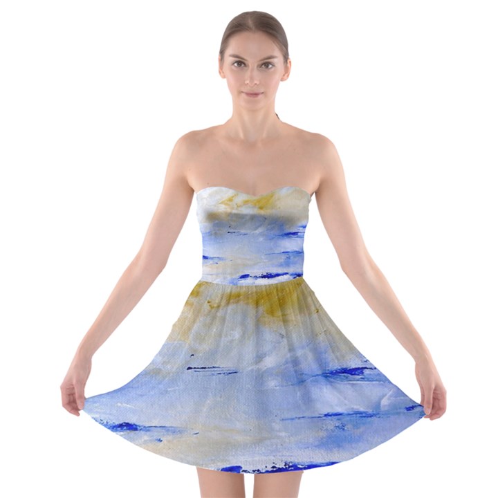 Sea sky print  Strapless Bra Top Dress