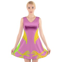 Parrots V-neck Sleeveless Skater Dress