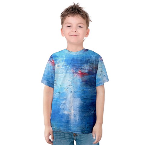 Abstract Blue And White Print  Kid s Cotton Tee by artistpixi