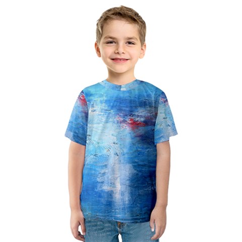 Abstract Blue And White Print  Kid s Sport Mesh Tee by artistpixi