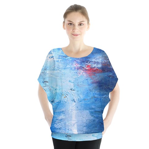 Abstract Blue And White Print  Blouse by artistpixi