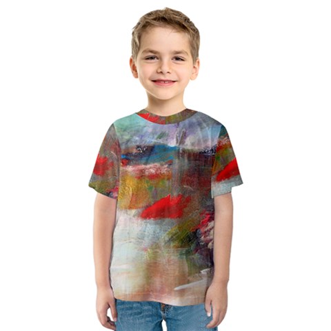 Abstract Reds And Beiges  Kid s Sport Mesh Tee by artistpixi