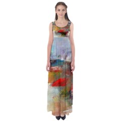 Abstract Reds And Beiges  Empire Waist Maxi Dress